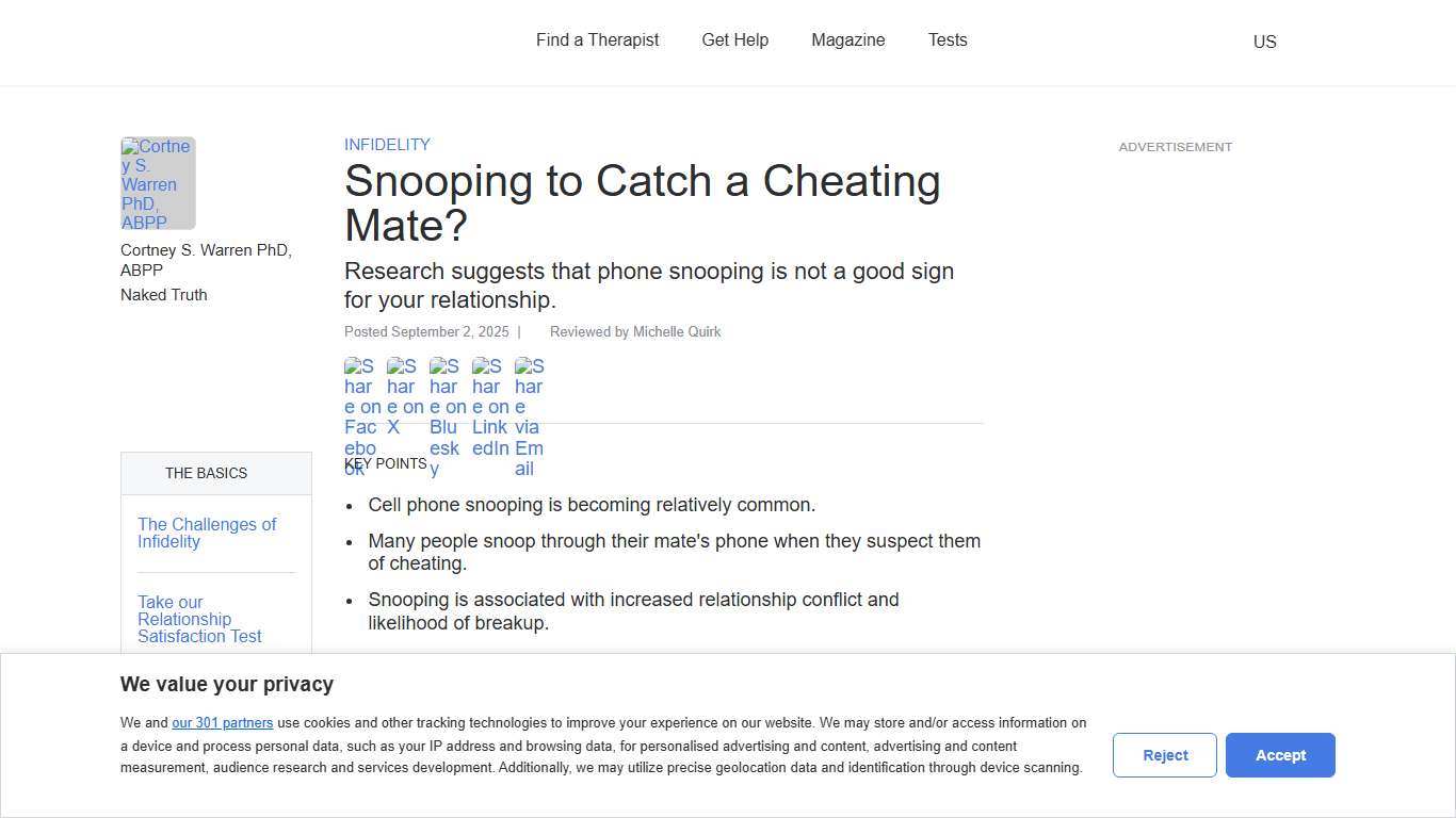 Snooping to Catch a Cheating Mate? Psychology Today